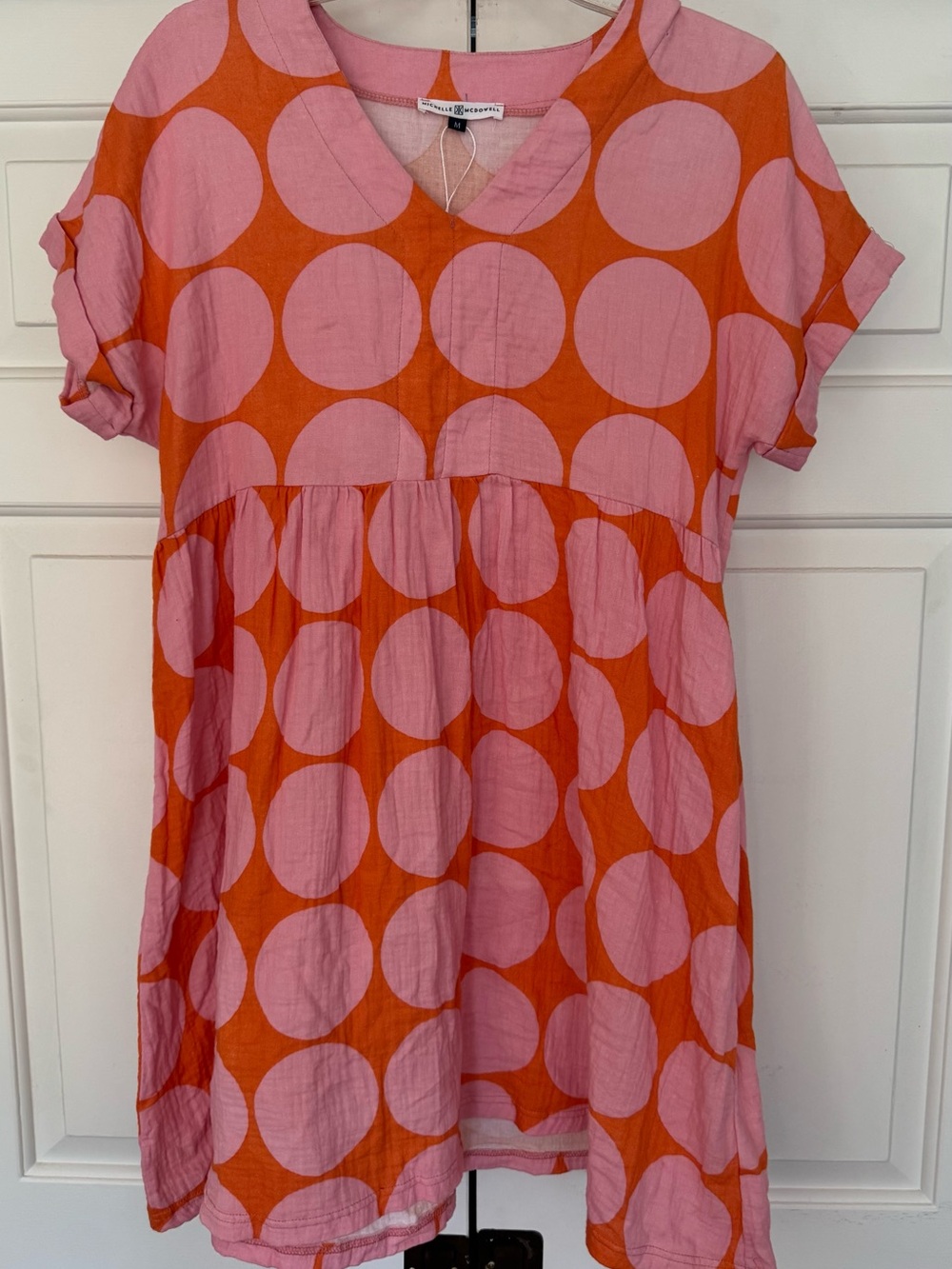 Angel Dear Pink and Orange Polka Dot Cotton Tunic Dress